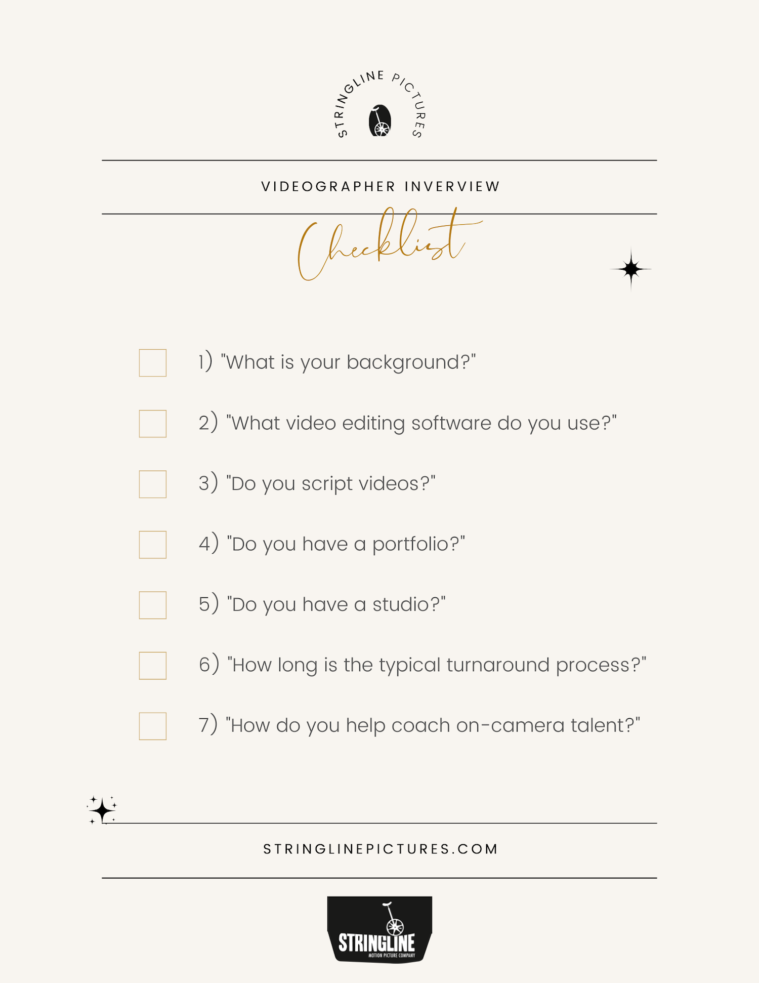 hiring a videographer interview checklist